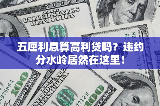 武汉五厘利息算高利贷吗？违约分水岭居然在这里！
