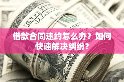武汉借款合同违约怎么办？如何快速解决纠纷？