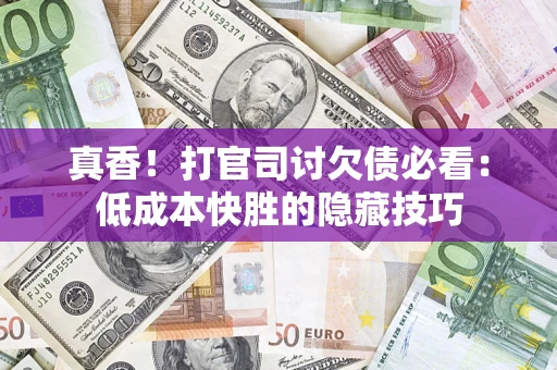 武汉真香！打官司讨欠债必看：低成本快胜的隐藏技巧